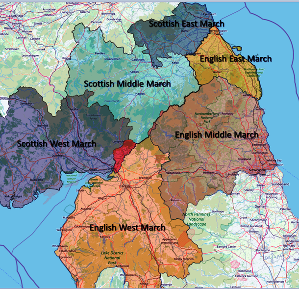 Map of The Anglo-Scottish Border Marches